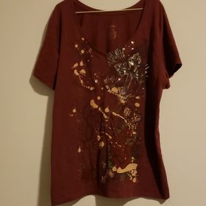 Burgundy paint splatter shirt